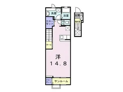 グレイスコート(ワンルーム/2階)の間取り写真