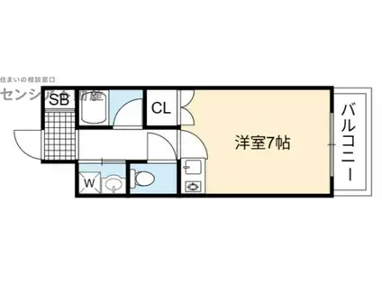 パラシオン境町(1K/4階)の間取り写真