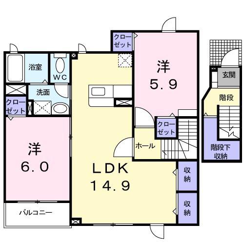 アクティブ豆の木(2LDK/2階)の間取り写真