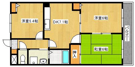 グランシャリオ桜井(3DK/2階)の間取り写真