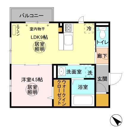 パークドオートム B(1LDK/3階)の間取り写真
