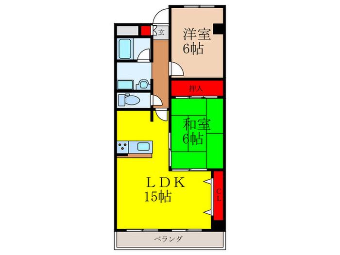 ノベルティー豊中(2LDK/4階)の間取り写真