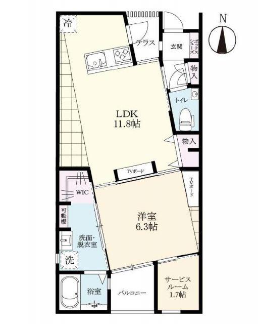 プレミアム高柳(1SLDK/1階)の間取り写真