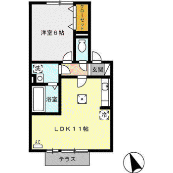 アメージング(1LDK/1階)の間取り写真