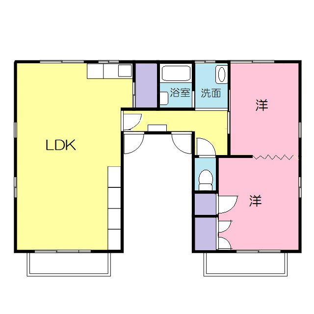 トーレス三原(2LDK/2階)の間取り写真