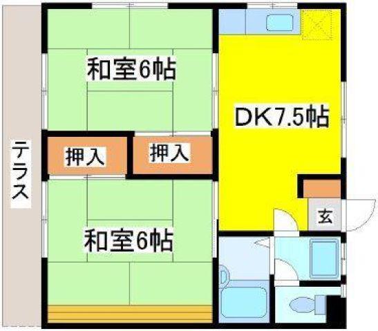 桧山コーポ(2DK/1階)の間取り写真