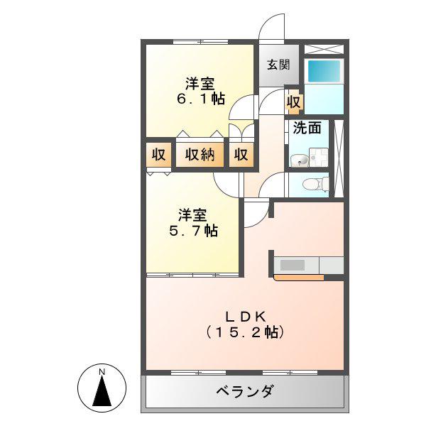 ハートフルマンションステラ(2LDK/3階)の間取り写真
