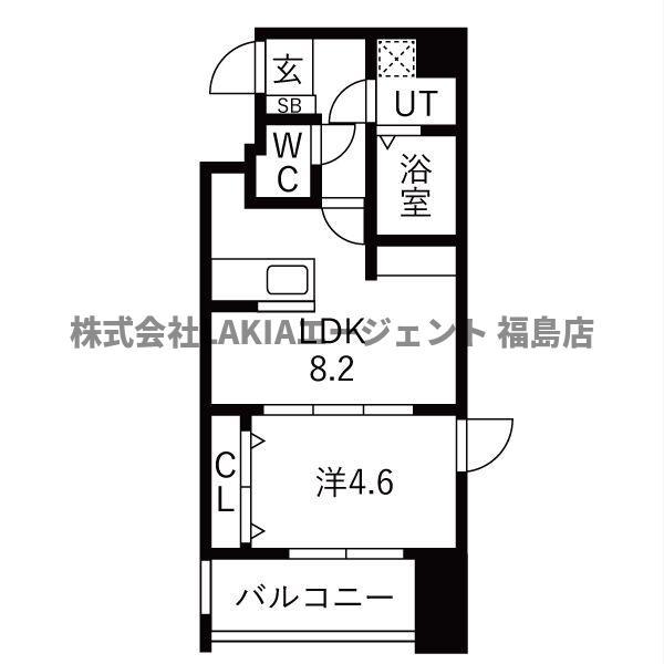 ダイドーメゾン大阪堂島(1LDK/11階)の間取り写真