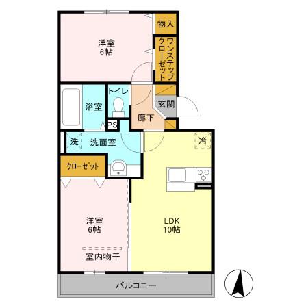 レスポワール A(2LDK/1階)の間取り写真