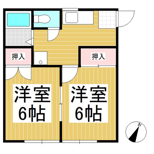 コーポY(2K/2階)の間取り写真