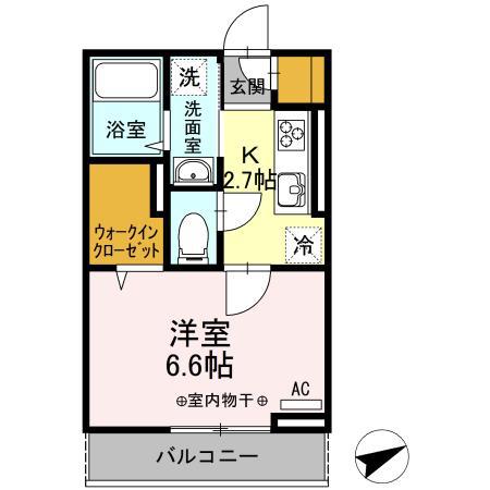 プルミエール柴崎(1K/2階)の間取り写真