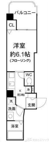 プレリエ江坂(1K/5階)の間取り写真
