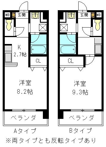 ブルームヒルズ(1K/2階)の間取り写真