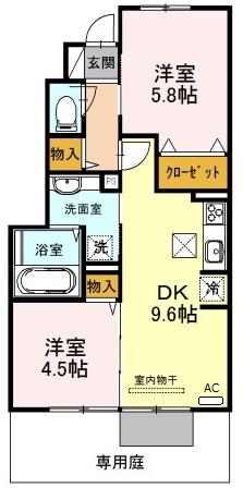 サニーDハウス芝町(2DK/1階)の間取り写真
