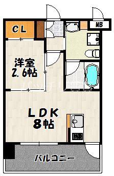 ドゥーエ赤坂(1LDK/8階)の間取り写真