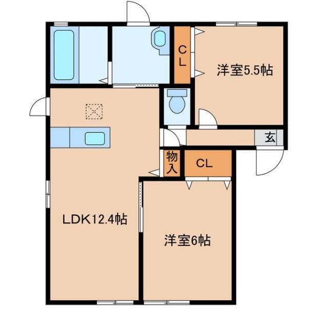 ステラコート浜(2LDK/2階)の間取り写真