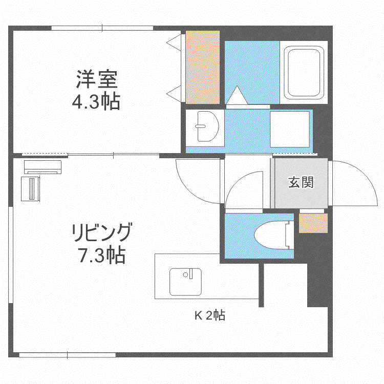 パールドブルム花川(1LDK/1階)の間取り写真