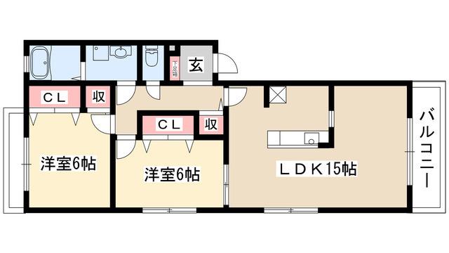 ユリ・コート亀の井(2LDK/1階)の間取り写真