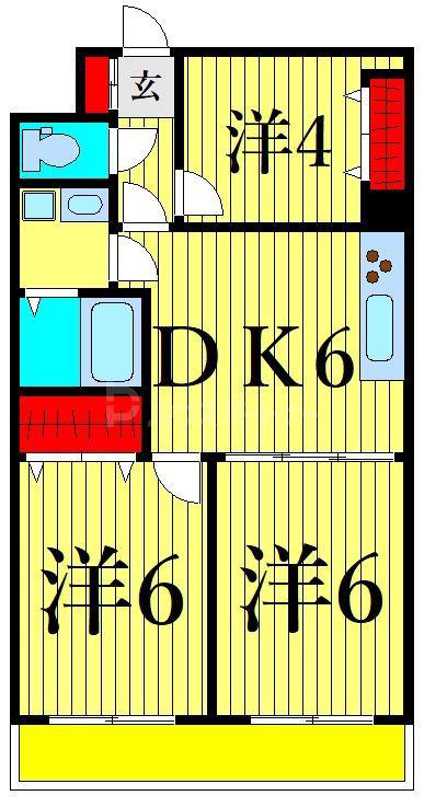 フォンテーヌ清水(3DK/4階)の間取り写真
