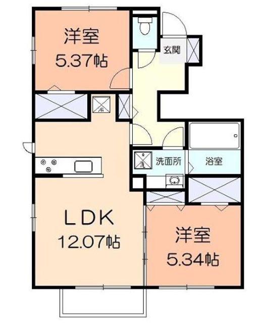 MELROSE サウス(2LDK/1階)の間取り写真