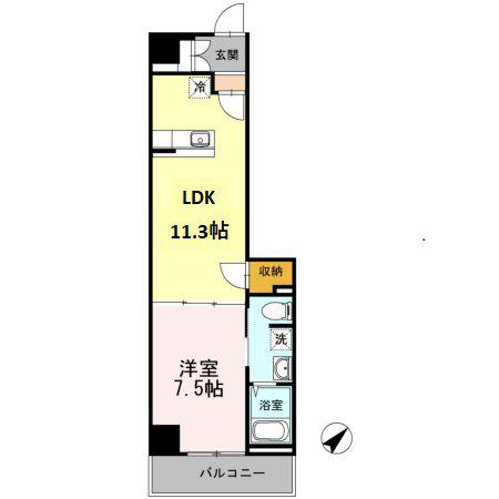 HILL FLAT OSAKI(1LDK/1階)の間取り写真