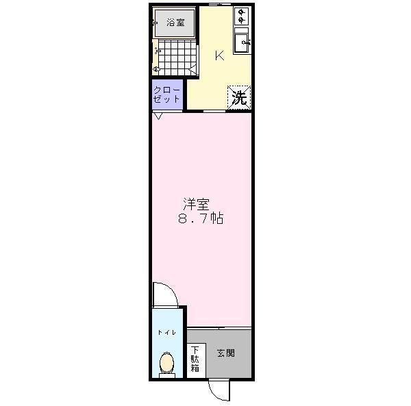 高川ハイツ(1K/2階)の間取り写真