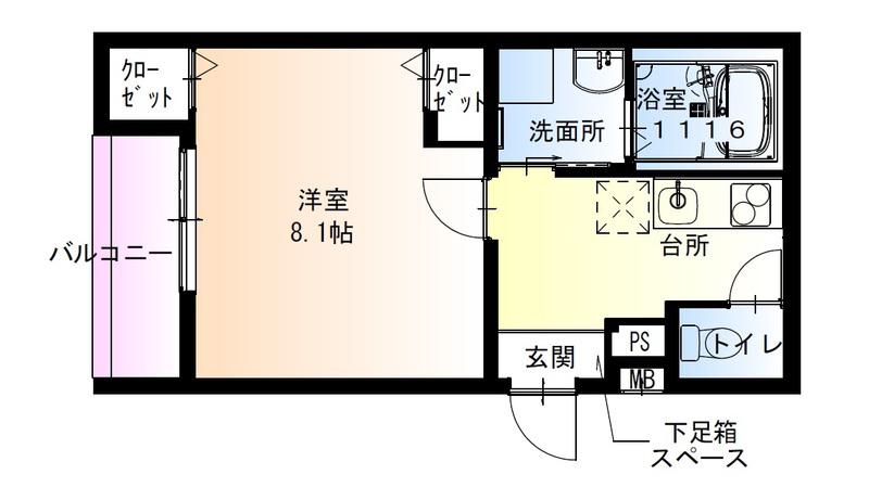 フジパレス阪神尼崎(1K/1階)の間取り写真
