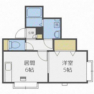カーサ苗穂(1DK/2階)の間取り写真
