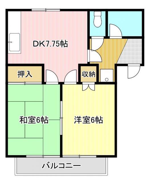 メゾン青葉台 NO.5(2DK/3階)の間取り写真
