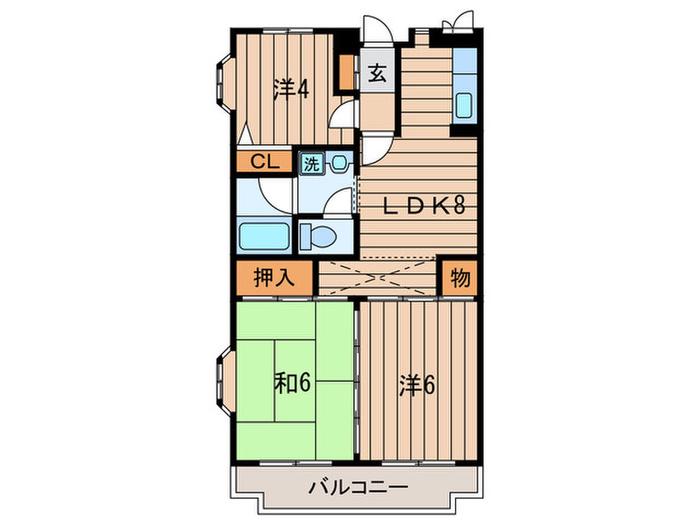 ラボール日吉(3LDK/4階)の間取り写真