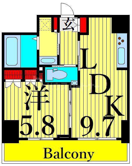 ORSUS 三ノ輪(1LDK/10階)の間取り写真