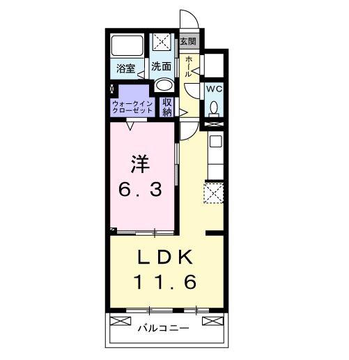 クオーレD(1LDK/3階)の間取り写真
