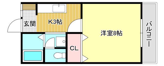 メイプルTSS(1K/2階)の間取り写真