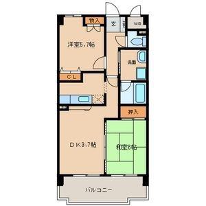 エクセレントみずの(2DK/5階)の間取り写真