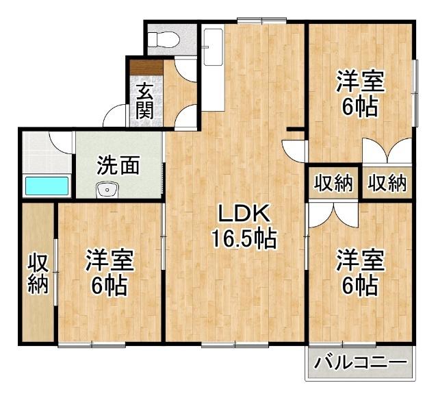 エスペラントII(3LDK/3階)の間取り写真