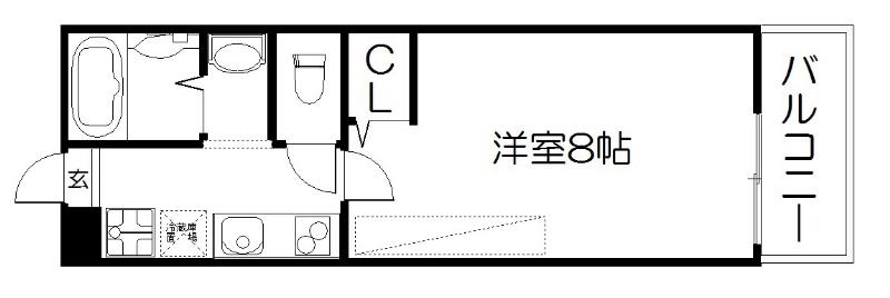 アークリード西院(1K/3階)の間取り写真