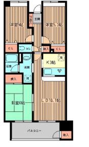 サンハイク7東小金井(3LDK/3階)の間取り写真