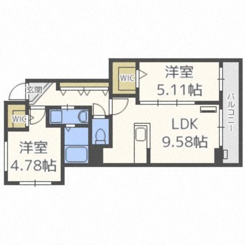 アッパーヴィレッジ(2LDK/2階)の間取り写真