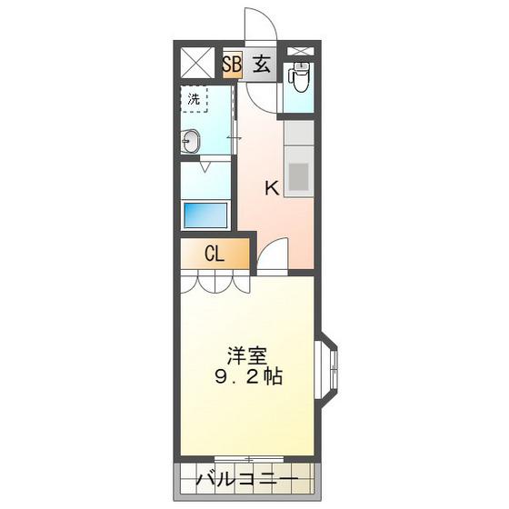 リヴァージュA棟(1K/2階)の間取り写真