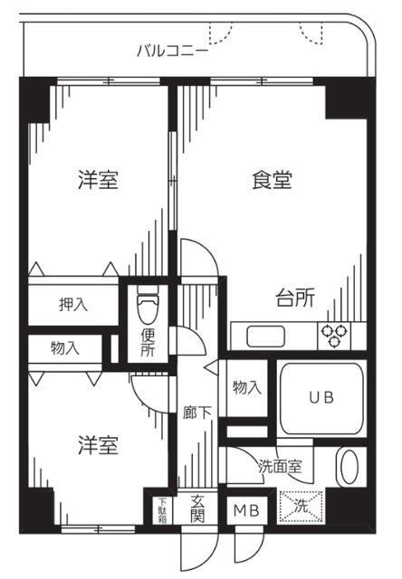 エステハイム横浜(2DK/5階)の間取り写真