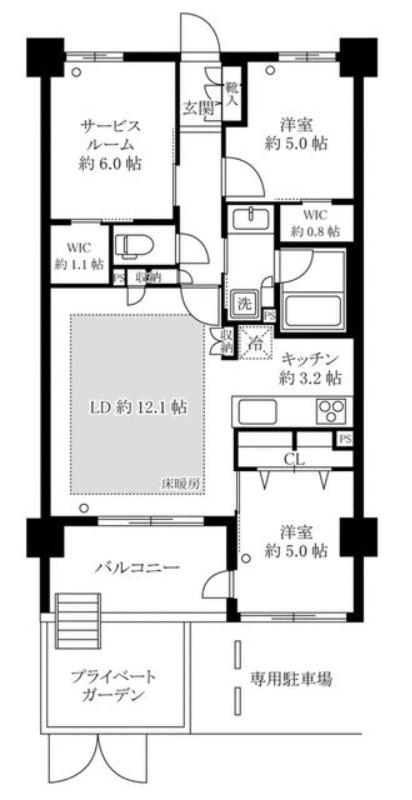 ヴェレーナ鶴見(2SLDK/1階)の間取り写真