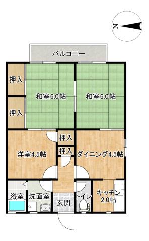 ガーデンハイツ広田A(3DK/1階)の間取り写真