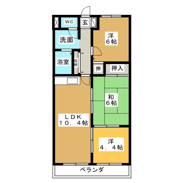 サニーヒル祥(3LDK/1階)の間取り写真