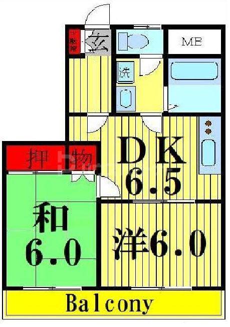 江藤マンション(2DK/6階)の間取り写真