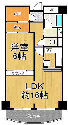 夙川グリーンタウン(1SLDK/5階)の間取り写真