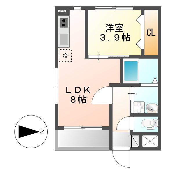 MOVE山王イースト(1LDK/3階)の間取り写真
