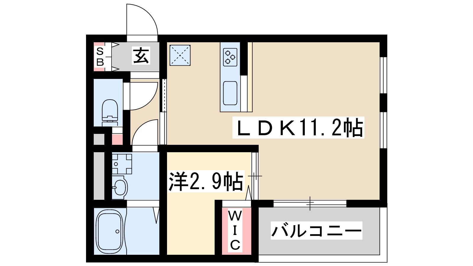アムールヴィル江坂(1LDK/1階)の間取り写真