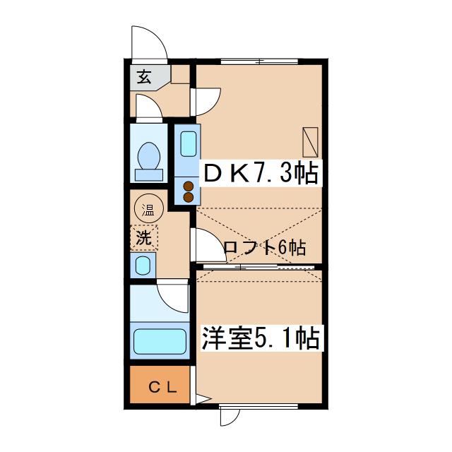 アーバンエステート浪花K(1DK/2階)の間取り写真