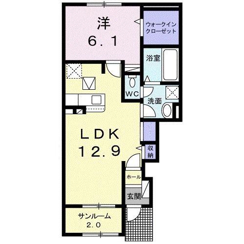 ベル オーヴVIII A(1LDK/1階)の間取り写真
