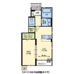 カルム御前通(1LDK/1階)の間取り写真